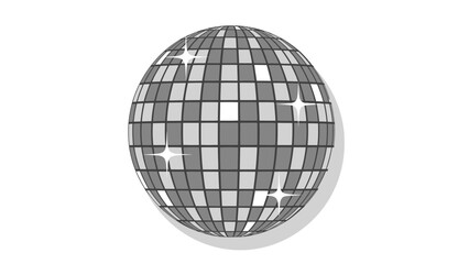 3D Isometric Disco Ball with Mirror Tiles and Sparkles Vector