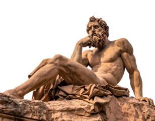 Majestic sculpted figure in thoughtful repose