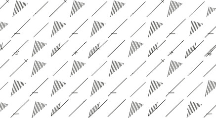 Abstract seamless diagonal pattern with geometric line shapes, arrows and striped triangle elements for modern backgrounds, branding, textiles and digital decoration