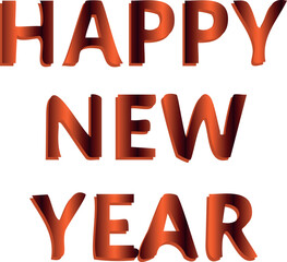 Bold gradient typography spelling “Happy New Year” in warm red-orange tones on a clean white background, creating a festive and modern holiday greeting.