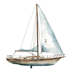 Nautical Sailboat Ocean Marine Vessel Watercolor
