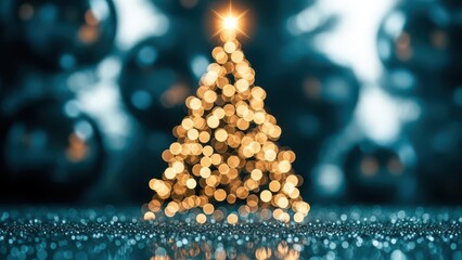 Illuminated christmas tree in snowy night