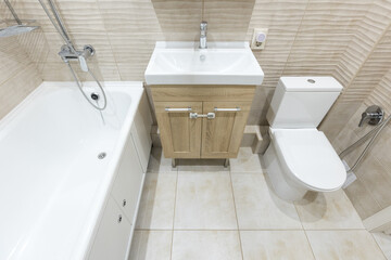 modern bathroom room with toilet and washing machine