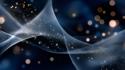 Deep navy blue background with subtle silver light grid, abstract AI-inspired geometry, soft glow, winter tech atmosphere, premium corporate style, clean composition, large negative space