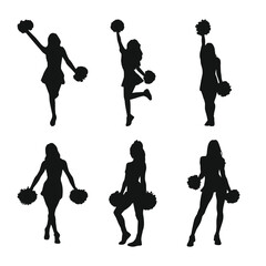 Cheerleading Silhouettes &ndash; Dynamic Poses, Team Spirit, Athletic Performance, Youth Fitness