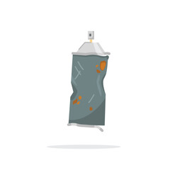 Illustration of dented and rusty spray paint cans, household metal furniture waste