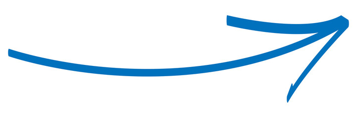 hand-drawn blue marker arrow isolated on transparent png, hand drawn marker stroke arrow sign.