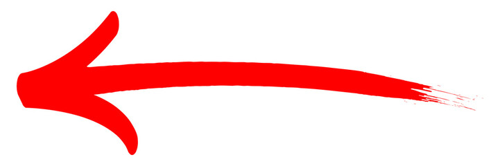 hand-drawn red marker arrow isolated on transparent png, hand drawn marker stroke arrow sign.