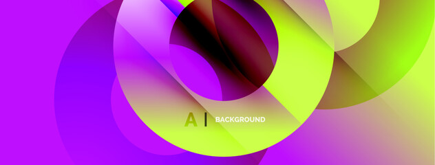 Abstract vibrant layers create dynamic flow. Purple, yellow hues blend, forming modern design element. Smooth gradients suggest movement.