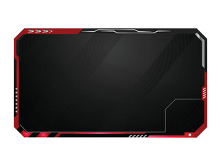 Modern red and gray tech overlay stream gamer template screen isolated