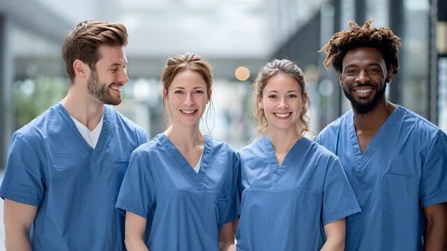 Team von medizinischem Fachpersonal in Klinik