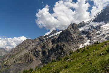 View of La Meije, one of the most iconic peaks of the Écrins Massif in the Hautes-Alpes, France