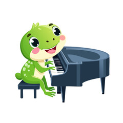 frog playing piano