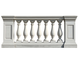 White stone balustrade with pillars and railings
