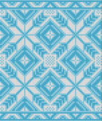 Christmas knitted blue seamless pattern