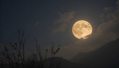 the shining full moon is looking so stunning on night at sky