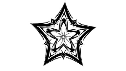 Celestial Symbol: A striking black star, its points meticulously etched, radiates a sense of celestial elegance. This evocative artwork is perfect for adding a touch of mysticism to any design.