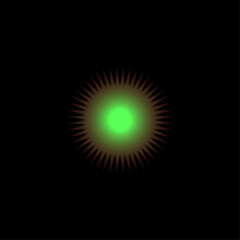 Abstract Green Glowing Starburst on Black Background - Dynamic Energy Core Symbol