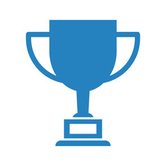 Blue trophy icon representing achievement and success