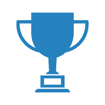 Blue trophy icon representing achievement and success