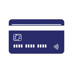 Blue credit card icon with contactless payment symbol