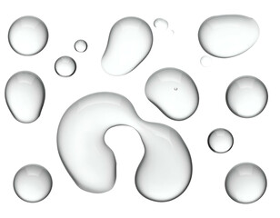 Translucent, glistening droplets on black background