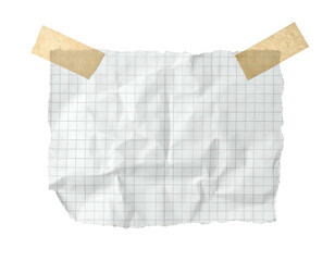Crumpled grid paper, taped to wall