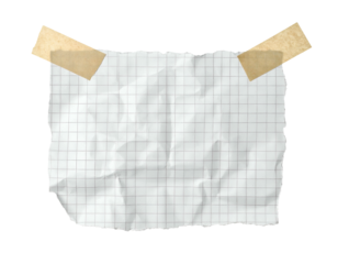 Crumpled grid paper, taped to wall