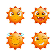 Cute Orange Monster Emoji Set – Happy, Great, Blessed, Excited