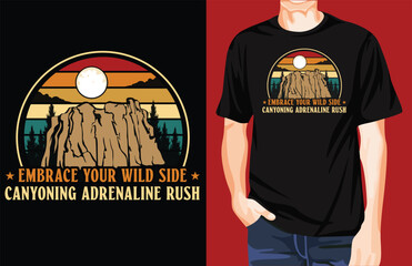 Canoyning adrenaline retro style t-shirt design © Nur