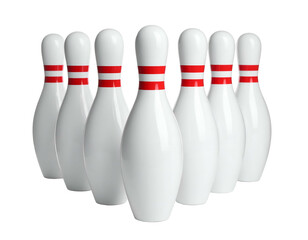 Seven white pins with red stripes