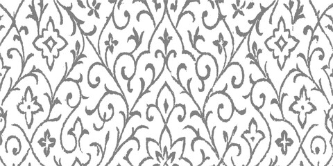 Seamless floral pattern with leaves, a vintage vector illustration for textile design or ornate wallpaper
