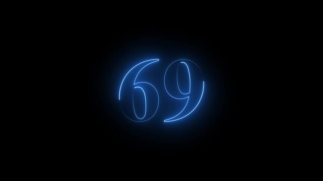 neon 69 number icon with a bright, glowing effect, smoothly transitioning between colors. with vibrant colors pulsating and creating a dynamic, eye-catching visual effect