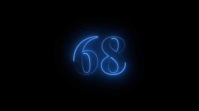 neon 68 number icon with a bright, glowing effect, smoothly transitioning between colors. with vibrant colors pulsating and creating a dynamic, eye-catching visual effect