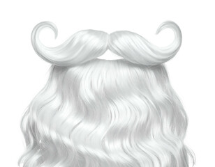 Full white wavy beard and curly mustache
