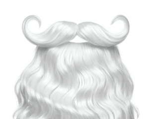 Full white wavy beard and curly mustache