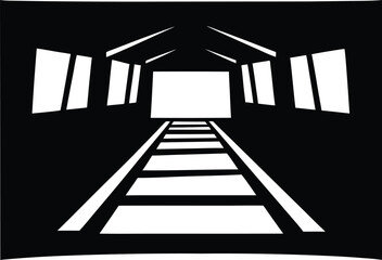 train station icon silhouette vector illustration on transparent background