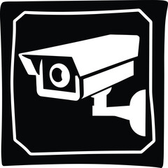 security camera icon silhouette vector illustration on transparent background