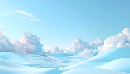 Bright blue sky with soft clouds over smooth snowy landscape.