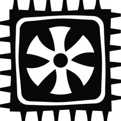 processor icon silhouette vector illustration on transparent background