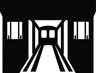 metro station entrance icon silhouette vector illustration on transparent background