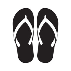 Black flip flops vector graphic icon Summer beach vacation footwear comfortable leisure travel warm weather essential