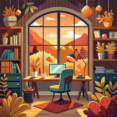 autumn landscape with a window