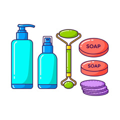 Colorful Soap and Skincare Products Illustration