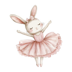 Watercolor Cute Bunny Ballerina In Pink Tutu Clipart  © Sajana Jayathissa