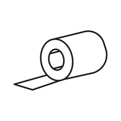 Black outline vector drawing of adhesive tape spool unrolling Minimalist line art icon for office craft DIY repair and