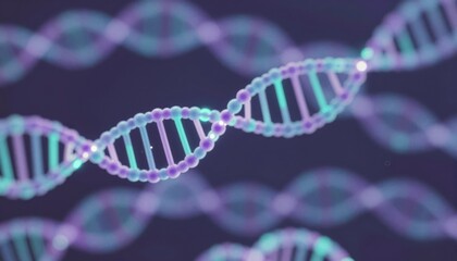 Futuristic Genetics Illustration with Glowing Dna Helices