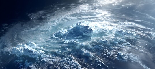 Fototapeta na wymiar Powerful tropical storm intensified by global warming over warming ocean waters