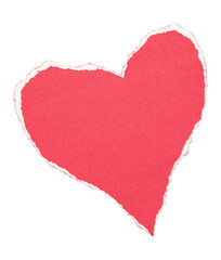 Torn of paper heart shape, ripped red paper sheets isolated on transparent background.