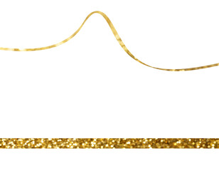 Goldene geschwungene Deko-Linie &ndash; grafisches Element als Freisteller auf wei&szlig;em Hintergrund